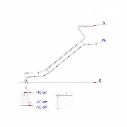 Dreischichten Metallrutsche PH=150 cm, B=50cm