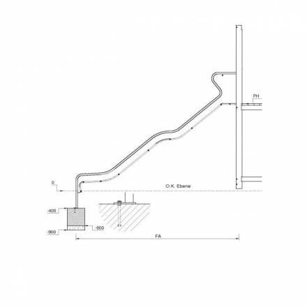 Wellenrutsche-Metall PH=150cm
