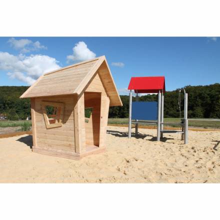 Zwergenhaus natur oder farbig inkl. einer Sitzbank und Tisch