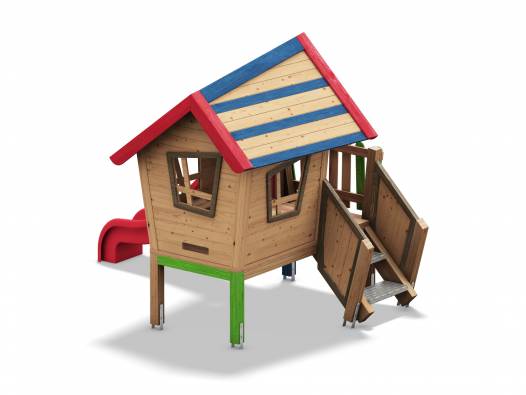 Zwergenhaus farbig mit Rutschbahn