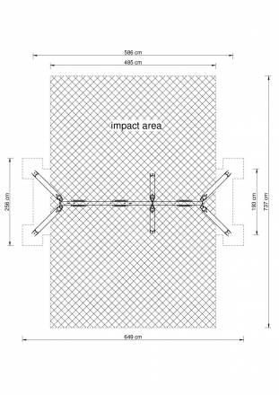 Dreifachschaukel Holz/Metall AH 2,20 m oder 2,60 m inkl. Schaukelsitzen