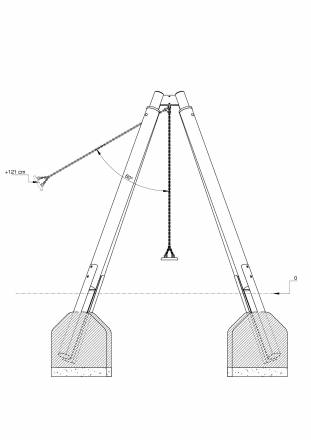 Dreifachschaukel Holz/Metall AH 2,20 m oder 2,60 m inkl. Schaukelsitzen