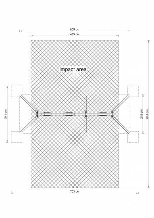 Dreifachschaukel Metall/Metall AH 2,20 m oder 2,60 m inkl. Schaukelsitzen