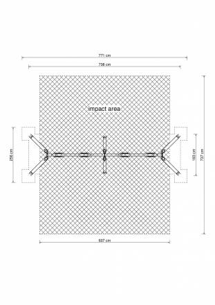Vierfachschaukel Holz/Metall AH 2,20 m oder 2,60 m inkl. Schaukelsitzen