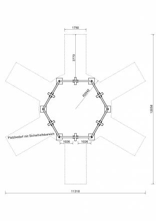 SECHSECKSCHAUKEL,Metall verz. inkl. Reifen-Sitzen