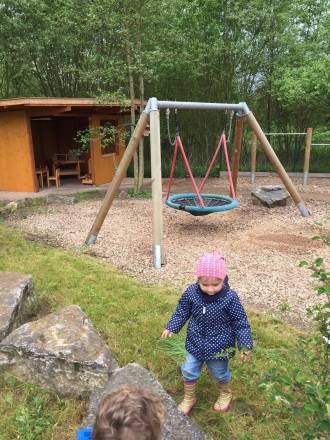 Vogelnestschaukel Holz/Metall AH 2,20 m und 2,60 m inkl. Vogelnest