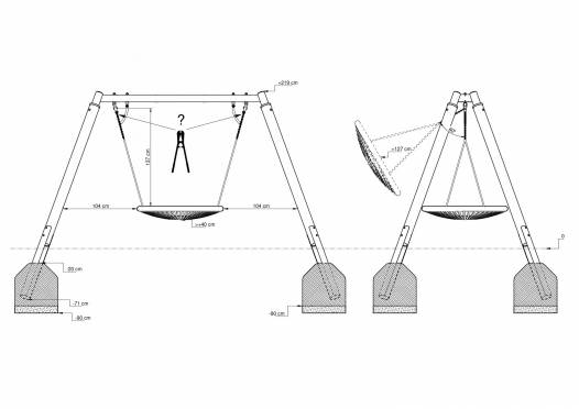 Vogelnestschaukel Holz/Metall AH 2,20 m und 2,60 m inkl. Vogelnest