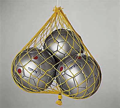 Ball-Tragenetz fr 9 Blle, (Pack  10 Stck), gelb ODER 3-farbig (blau/gelb/grn)