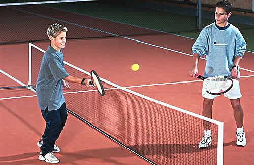 Pfostengarnitur (OHNE NETZ!!) fr Kindertennis, 0,70 x 6 m ODER 0,70 x 3 m,  25 mm