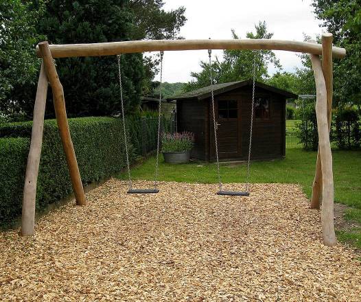 2-Platz Schaukelgestell, Doppelschaukel aus Robinie inkl. 2 Sicherheitsschaukelsitzen AH 2,20 m, AH 2,50 m