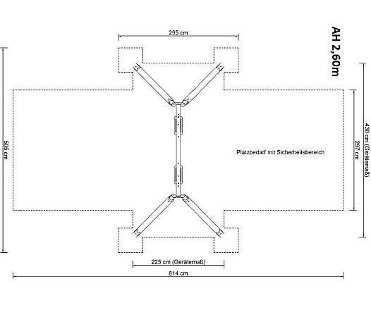 Doppelschaukel Holz/Metall AH 2,20 m und 2,60 m inkl. Schaukelsitzen