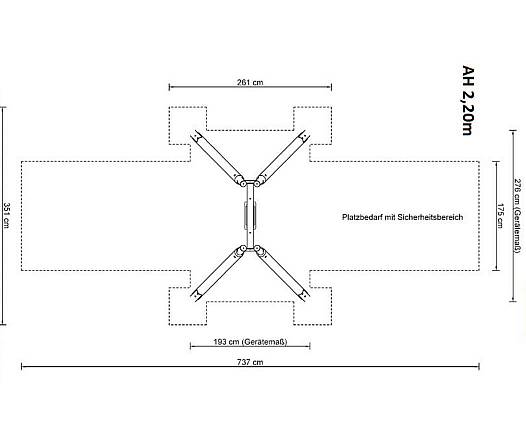 Einfachschaukel Holz/Metall inkl. Schaukelsitz AH 2,20 m oder 2,60 m