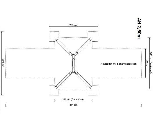 Einfachschaukel Holz/Metall inkl. Schaukelsitz AH 2,20 m oder 2,60 m