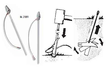Einschlag-Erdanker mit Edelstahl-Drahtseil