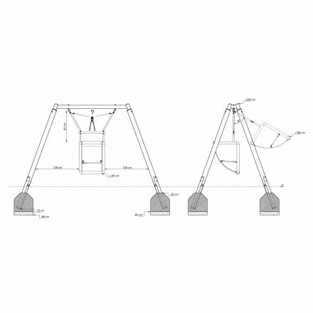 Sessel-Schaukel Holz/Metall mit Sessel Maxi