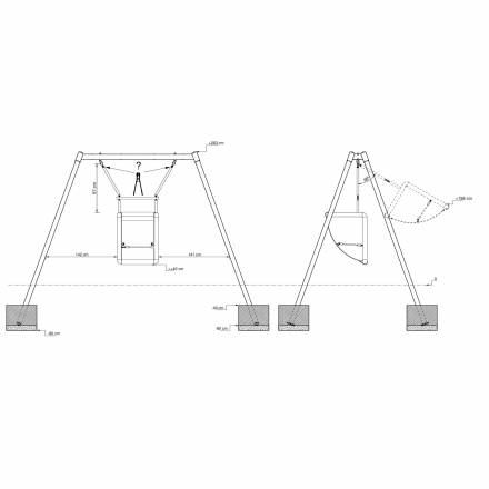 Sessel-Schaukel Metall mit Sessel Maxi