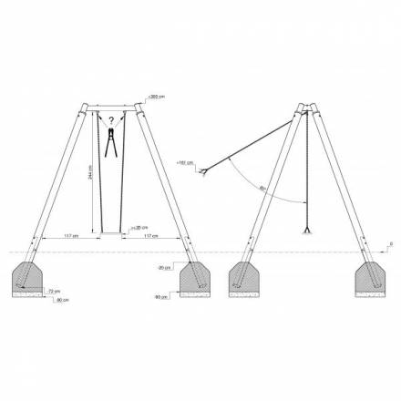 Einfachschaukel fr Erwachsene Holz/Metall AH 3,00 m