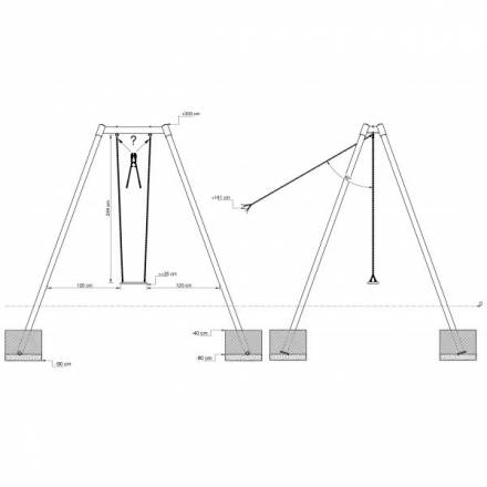 Einfachschaukel fr Erwachsene Metall AH 3,00 m