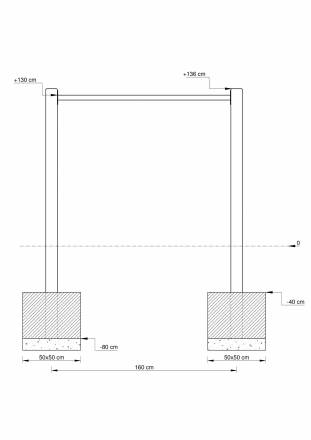 Einfach-Reck, Hhe 1,30 m Metallpfosten verzinkt