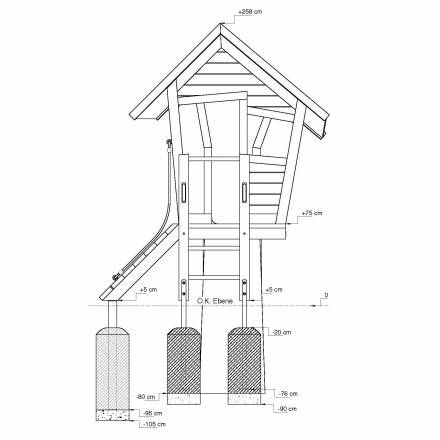 Zwergen-Baumhaus farbig mit Rutschbahn