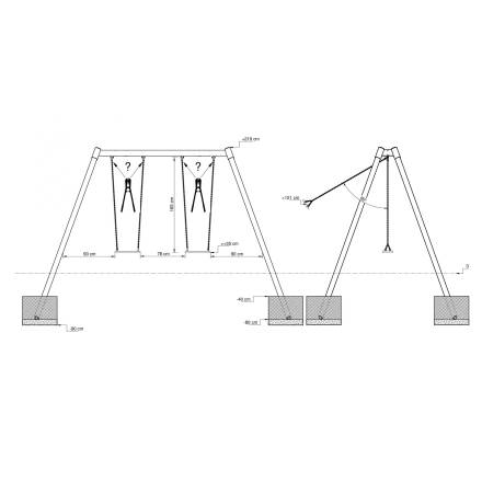 Doppelschaukel Metall/Metall AH 2,20 m oder 2,60 m inkl. Schaukelsitzen