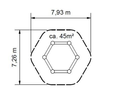Halbstamm-Sandkasten 6-Eck, mit Eckverbindungen