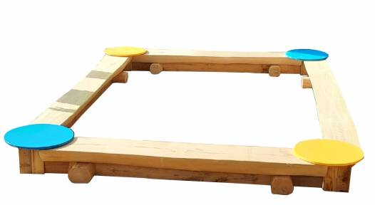 Halbstamm-Sandkasten Rechteck, mit PE-Eckverbindungen 90