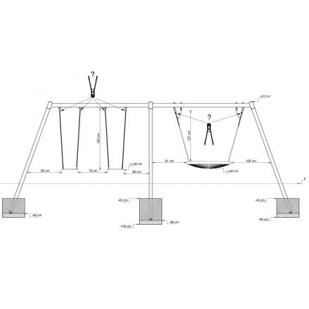 Kombischaukel mit Vogelnest Metall/Metall AH 2,20 m und 2,60 m