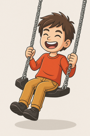 Schwarzer Schaukelsitz mit 2,20m langen Ketten