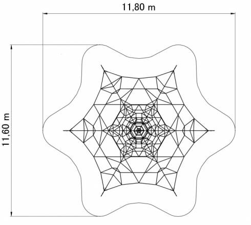Seilpyramide SPIDER 6, Kletterpyramide mit 6 Abspannungen