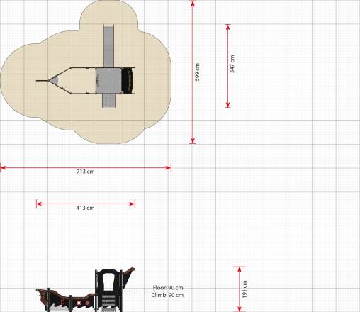 Kleines Piratenschiff mit Treppe und Rutsche