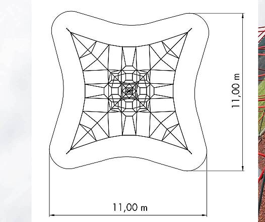 Seilpyramide SPIDER 6 Kletterpyramide, 4 Abspannungen
