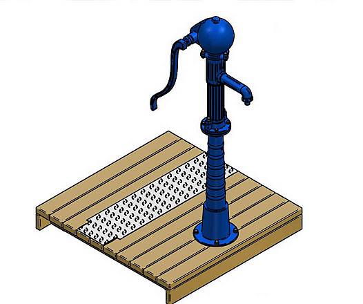 Wasserpumpe mit Reservoir und Eiche-Podest