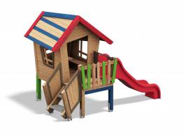 Zwergenhaus farbig mit Rutschbahn