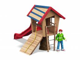 Zwergen-Baumhaus farbig mit Rutschbahn