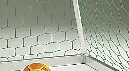 Fuballtornetze aus Polypropylen hochfest (1 Paar), knotenlos, mit wabenfrmigen Maschen, 3,5 mm stark