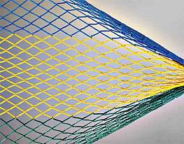 Ball-Tragenetz fr 13-15 Blle (Pack  10 Stck), 3-farbig (blau/gelb/grn)