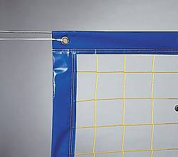 Beachvolleyball-Trainingsnetz aus Polypropylen, ca. 2,3 mm stark, mit 80 mm breitem, neonblauem Einfassband ringsum