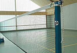 Badminton-Turniernetz Perfect aus Polypropylen 1,8 mm stark, mit Stahl- bzw. Kevlarseil, Maschenweite 18 mm