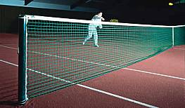 Tennisnetz Merlin aus Polyester, ca. 3,5 mm stark, ohne Doppelreihen, besonders formstabil, schwarz/grn