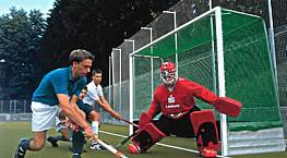 Feldhockey-Tornetze (1 Paar) aus Polypropylen hochfest, ca. 4 mm stark, knotenlos, Maschenweite 4,5 cm