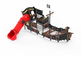 Groes Piratenschiff mit Treppe und Rhrenrutsche