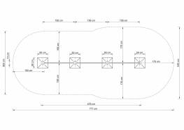 Dreier-Reck inkl. Pfostenschuhe Hhen: 0,80/1,30/1,80 m, Stangen aus VA
