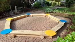 Halbstamm-Sandkasten 6-Eck, mit Eckverbindungen