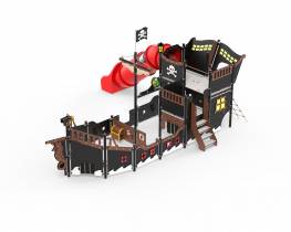 Groes Piratenschiff mit Treppe und Rhrenrutsche