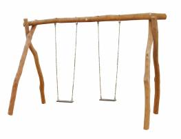 2-Platz Schaukelgestell, Doppelschaukel aus Robinie inkl. 2 Sicherheitsschaukelsitzen AH 2,20 m, AH 2,50 m