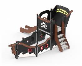Kleines Piratenschiff mit Treppe und Rutsche