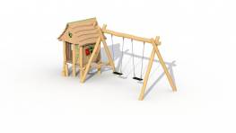 Holzfllerhtte mit kleiner Schaukel