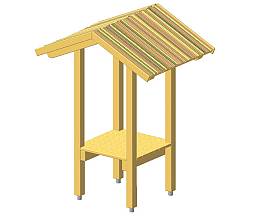 Turm mit Dach aus Brettern, Weidematten, Modul Spielinsel